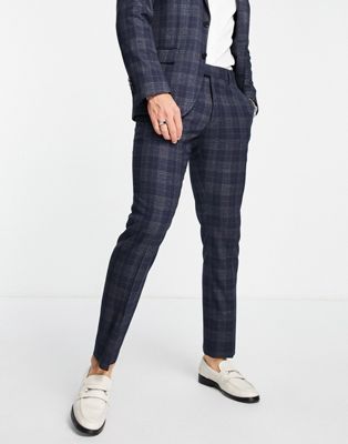River Island slim suit trousers in check - ASOS Price Checker