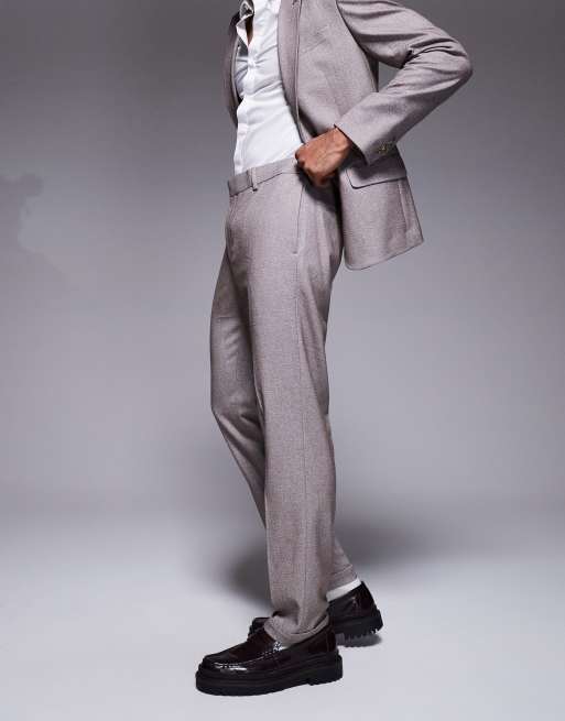 River Island slim textured suit trousers in medium stone, 2 of 5