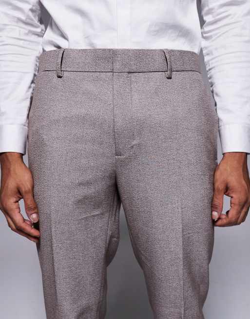 River Island slim textured suit trousers in medium stone, 4 of 5