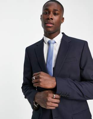 River Island slim twill suit jacket in navy - ASOS Price Checker