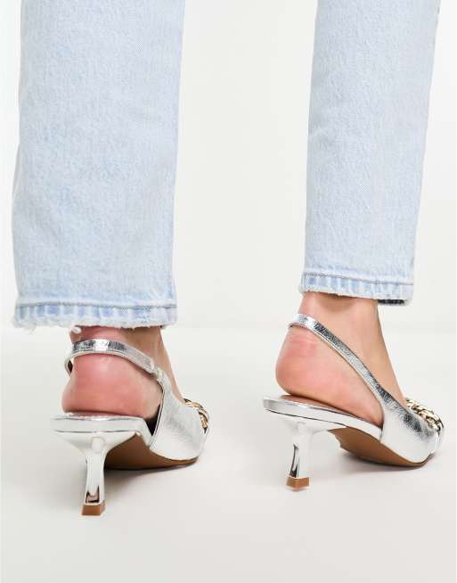 Silver hot sale chain heels