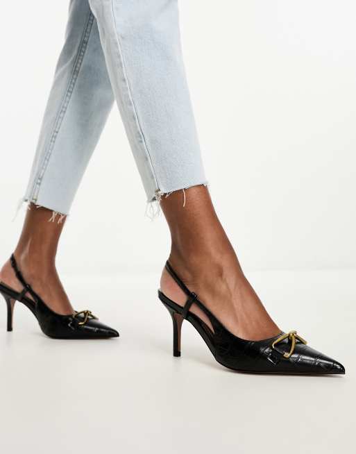 River Island sling back court in black | ASOS