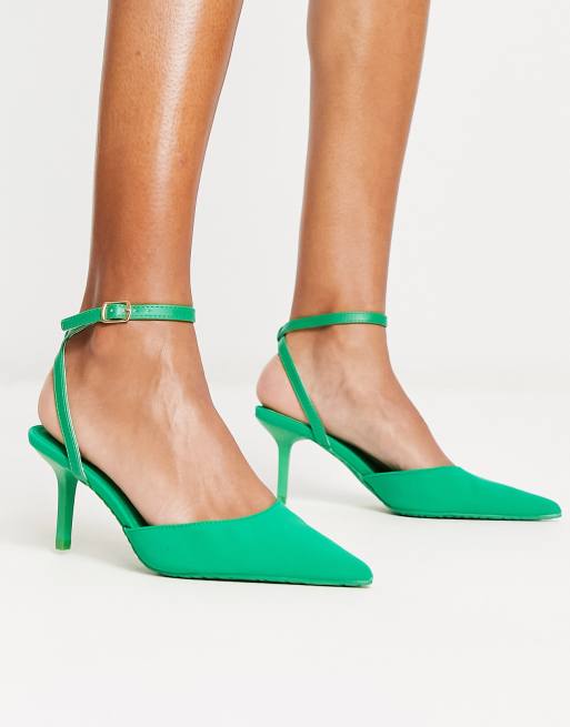 River Island sling back court shoe in green