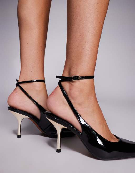 River Island sling back heels in black, 3 of 4