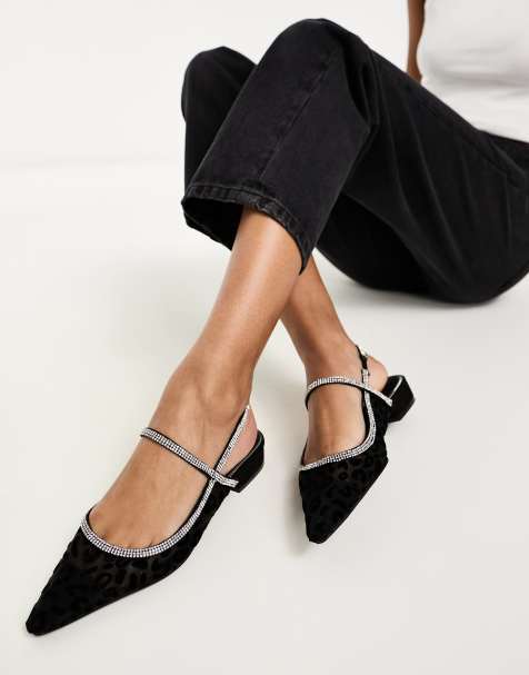 River Island sling back pointed shoe in black - view 1