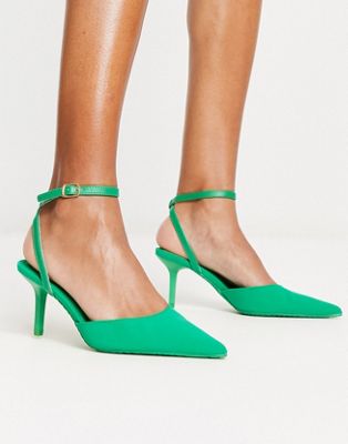 River Island Sling Back Pumps In Green