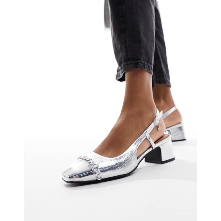 Silver block best sale heel pump