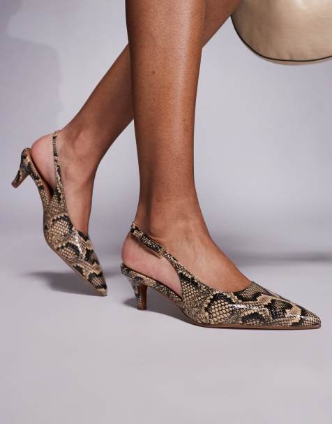 River Island slingback court heel in snake print - view 1