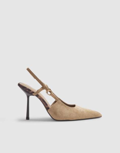 River Island Slingback court heels in beige - view 1