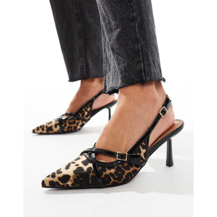 River Island slingback heel in leopard print ASOS