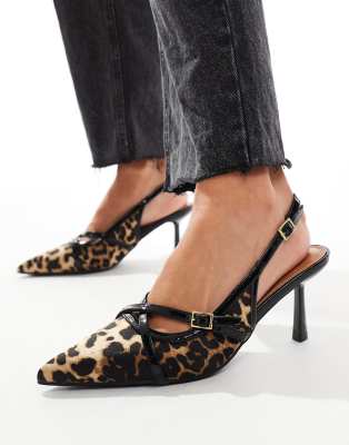 River Island slingback heels in leopard print ASOS