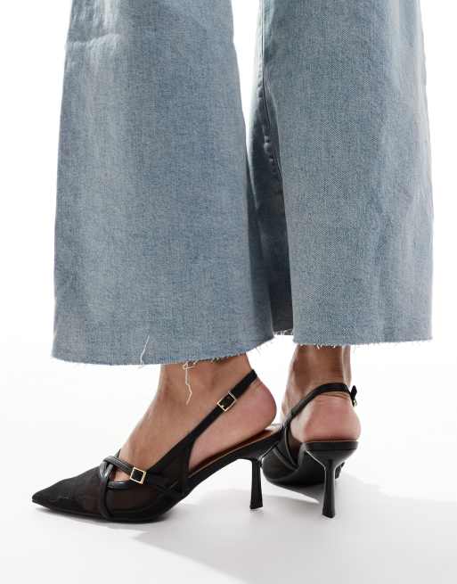 River Island slingback mesh heel in black, 2 of 4