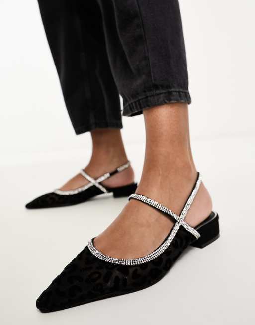 River Island slingback pointed shoes in black, 3 of 4