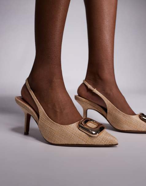 River Island - Slingback pumps van raffia in beige - view 1