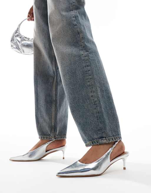 River Island - Slingback schoenen met hak in zilver
