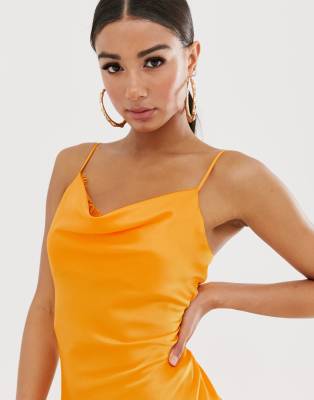 orange slip dress