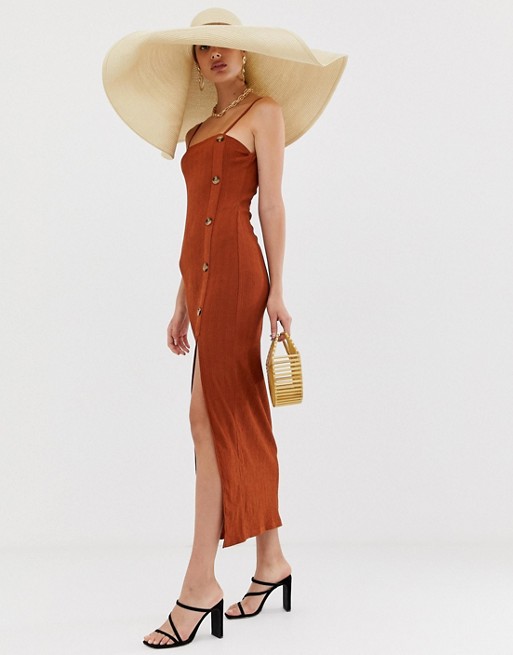 River Island cami dress with side split in rust