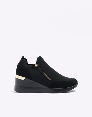 River Island Slip on wedge trainers in black - ASOS Price Checker