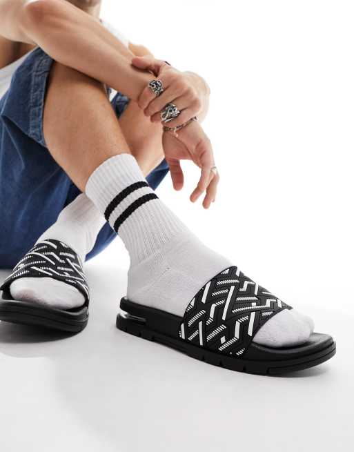 River Island - Slippers met geometrisch motief in zwart