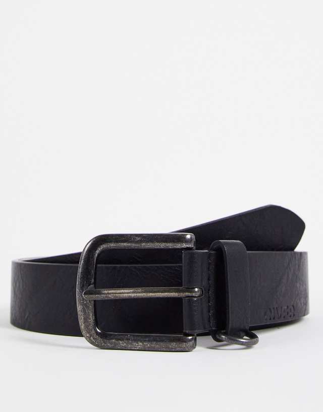 River Island slit casual belt in black