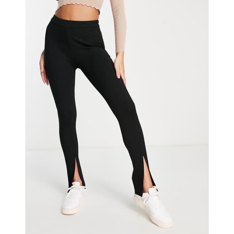 River Island slit hem ponte leggings in black