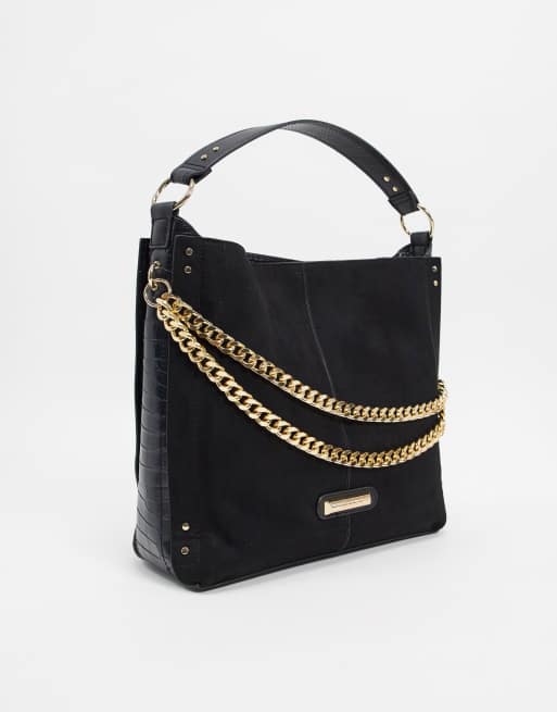 River Island slouch bag with chain detail in black