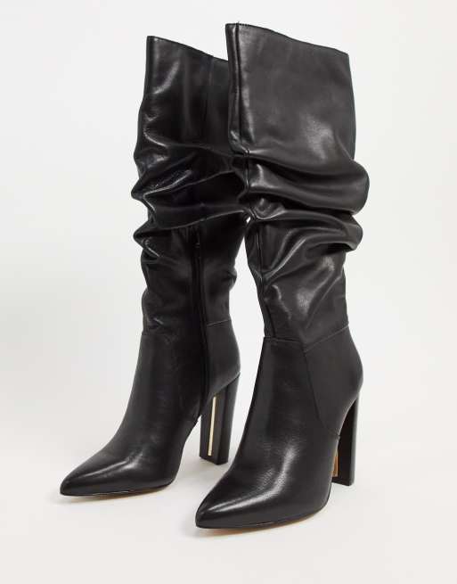 River Island slouch knee high boots in black ASOS