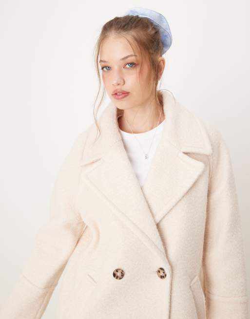 River Island slouchy wool look overcoat in cream