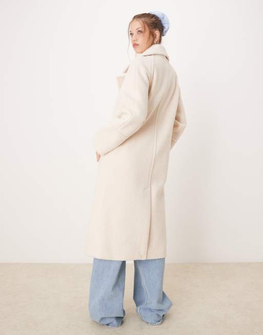 River Island slouchy wool look overcoat in cream