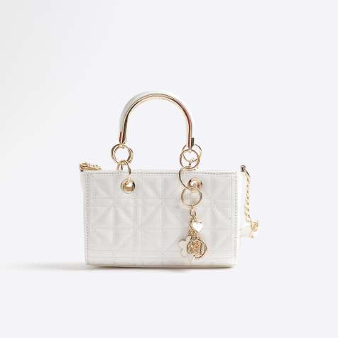 River Island Small metal handle tote bag in white - view 1