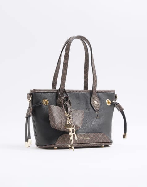 River Island Small side tie shopper bag in black - view 1