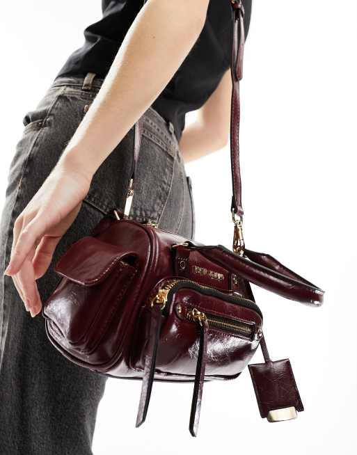 River Island small utilty bowler bag in dark red