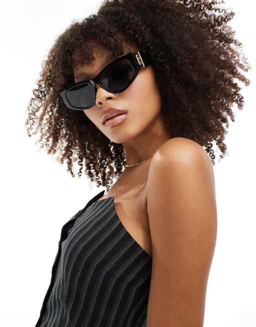 River Island - Smalle cat eye-zonnebril in zwart, 3 van 4