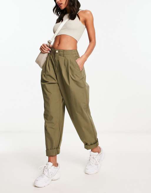 River Island - Smaltoelopende utility-broek in kaki