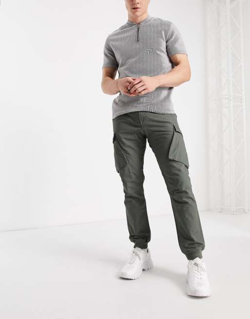 River Island - Smaltoelopende utility cargobroek in kaki