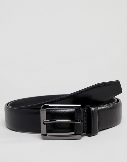 River Island smart faux leather belt in black