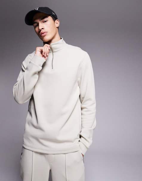 River Island smart half zip sweatshirt co-ord in light grey - view 1