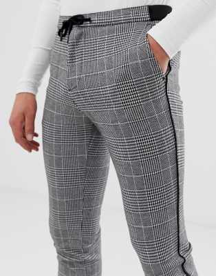 river island smart joggers in grey check