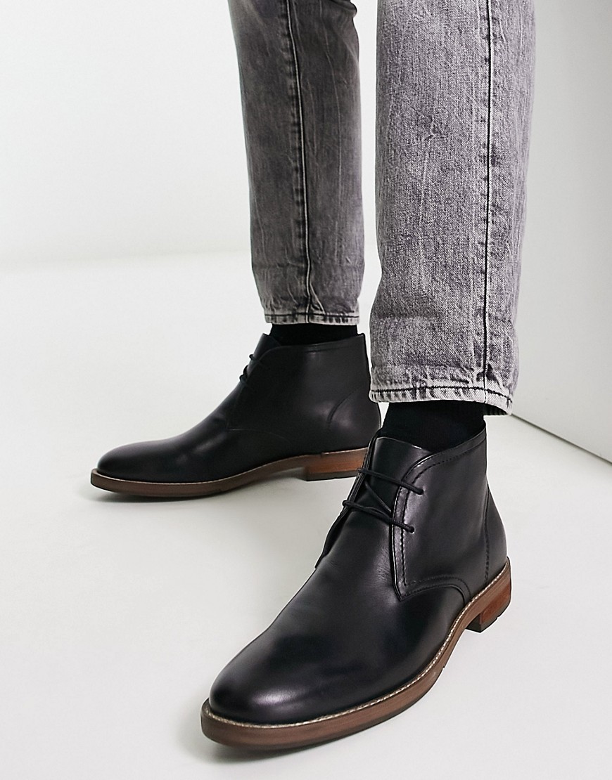 River Island smart leather boots in black
