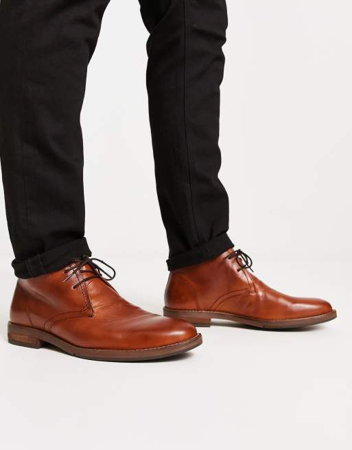 River Island smart leather boots in brown | ASOS