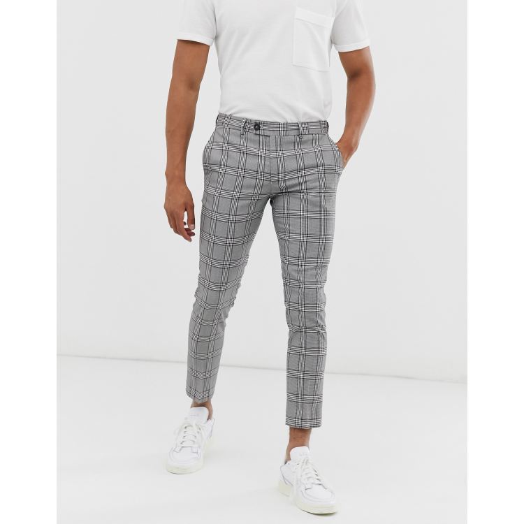 River Island smart pants in gray check | ASOS