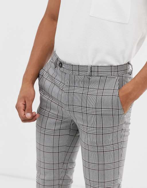 River Island smart pants in gray check | ASOS