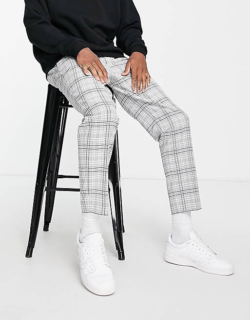 River Island smart pants in light grey check