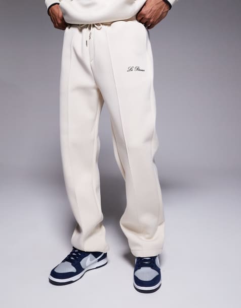 River Island smart pintuck trackies in ecru - view 1