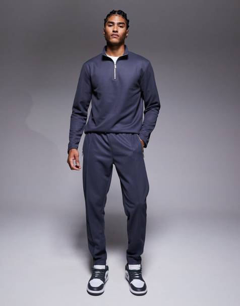 River Island smart slim joggers in dark GREY - view 1