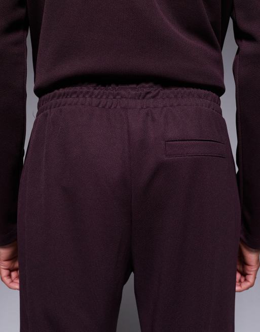 River Island smart slim trackies in dark red, 4 of 5