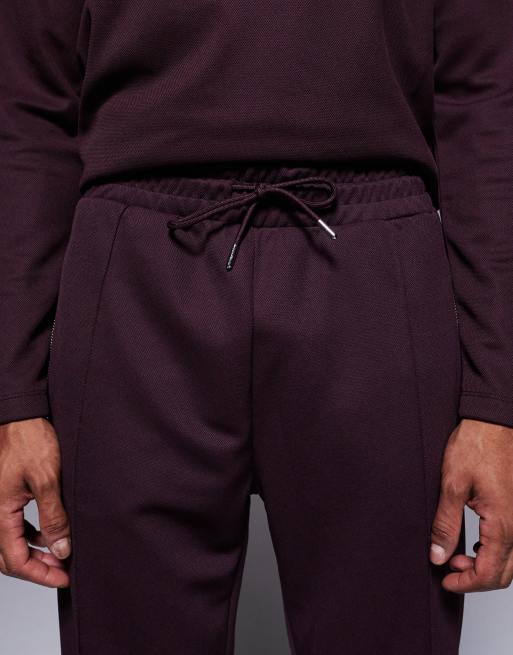 River Island smart slim trackies in dark red, 5 of 5