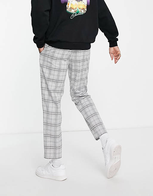  River Island smart trousers in light grey check 