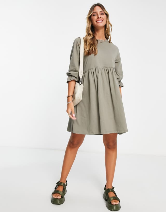 River Island smock mini dress in khaki