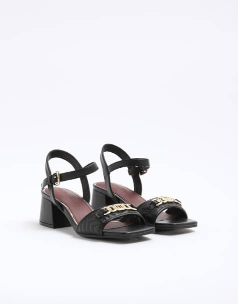 River Island Snaffle block heel sandals in black - view 1